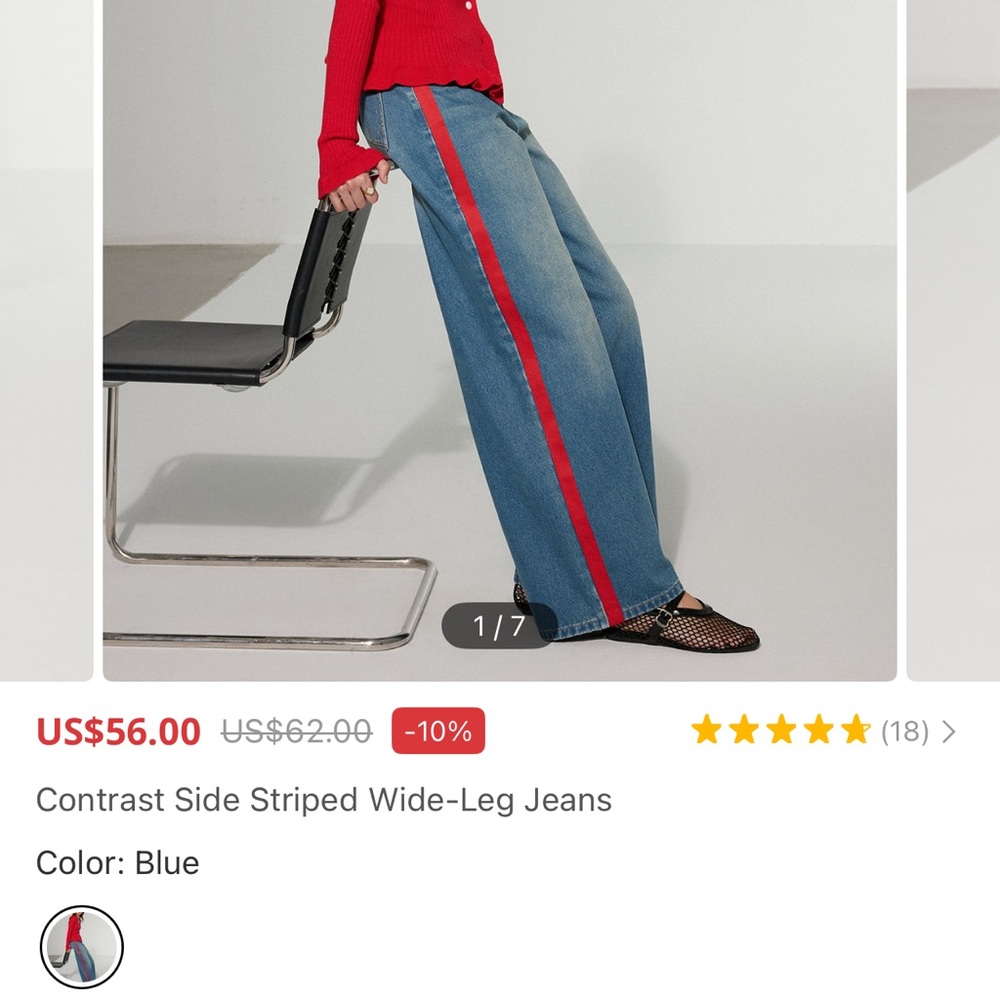 Commense Denim Jeans with Red Accent
